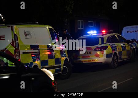 Brentwood Essex 12th Sep. 2024 la police d'Essex enquête sur un "incident grave" à Ingrave Road, Brentwood Essex. Il y a des spéculations locales selon lesquelles il pourrait s'agir d'un meurtre. Crédit : Ian Davidson/Alamy Live News Banque D'Images