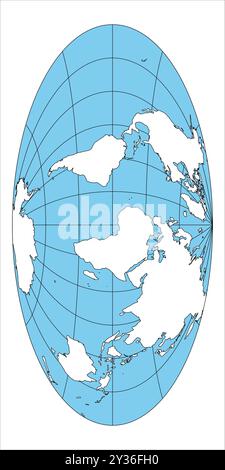 Cette représentation vectorielle d'une carte du monde utilise la projection Aitoff pour afficher les caractéristiques géographiques et les limites des continents et des océans dans un format visuellement attrayant Illustration de Vecteur