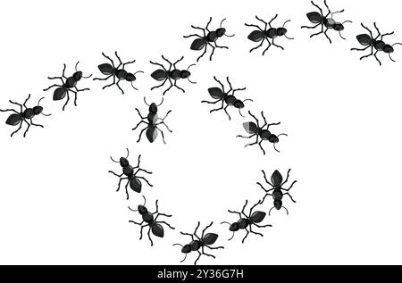 Groupe de fourmis se suivent formant une forme circulaire Illustration de Vecteur