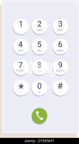 Clavier de téléphone portable affichant les numéros et le bouton d'appel pour la communication Illustration de Vecteur