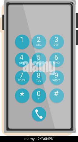 Le smartphone affiche un clavier numérique pour composer un numéro de téléphone Illustration de Vecteur
