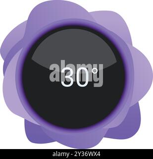 Icône noire et violette d'un thermomètre montrant trente degrés Illustration de Vecteur
