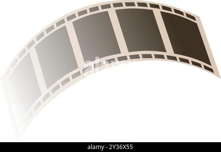 la bande de film de 35 mm est courbée sur un fond blanc, passant au blanc sur le côté gauche Illustration de Vecteur