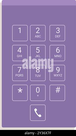 Smartphone moderne montre un clavier numérique classique pour faire des appels téléphoniques Illustration de Vecteur