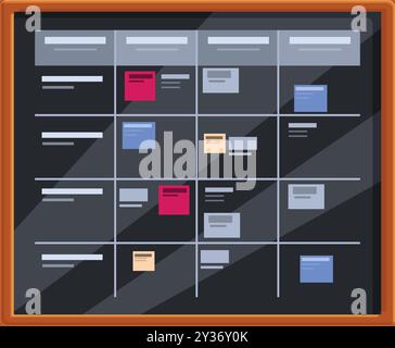 Carte agile avec autocollants couleur montrant les tâches quotidiennes pour l'équipe de développement logiciel Illustration de Vecteur