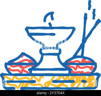 illustration de doodle d'icône puja thali Illustration de Vecteur