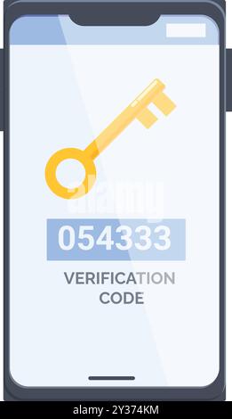 Le smartphone affiche un code de vérification avec une icône de clé, représentant une authentification à deux facteurs Illustration de Vecteur