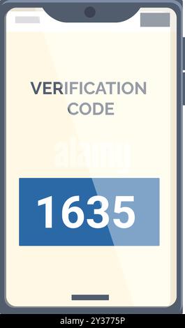 Le smartphone affiche un code de vérification nécessaire à la connexion, garantissant ainsi une authentification sécurisée à deux facteurs Illustration de Vecteur