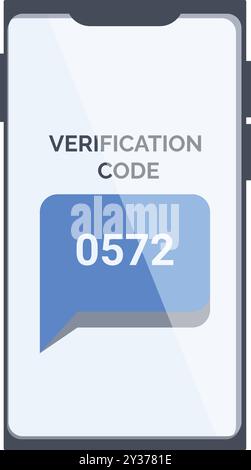 Smartphone moderne affichant la notification du code de vérification à l'écran, concept de sécurité en ligne et de confidentialité Illustration de Vecteur