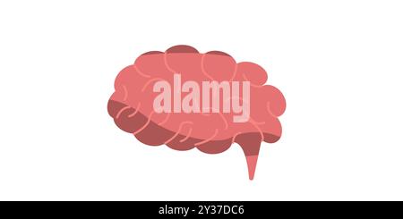 Icône vectorielle d'art de ligne de vue latérale du cerveau ou de l'esprit pour les applications médicales et les sites Web Illustration de Vecteur
