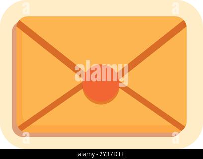 Enveloppe jaune fermée scellée fermée avec de la cire rouge et de la ficelle, pour les thèmes de la communication, des messages et de la vie privée Illustration de Vecteur