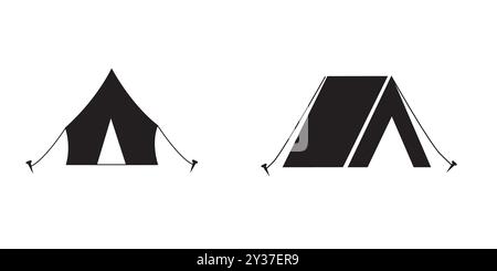 Vecteur d'icône de tente touristique, illustration de style tendance noir plat simple Illustration de Vecteur