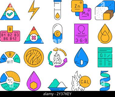 Nutrition Facts Diet Collection Icons Set Vector Illustration de Vecteur