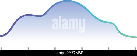 Le graphique linéaire bleu dégradé simple et propre monte et descend montrant la croissance et le déclin sur une période de temps Illustration de Vecteur