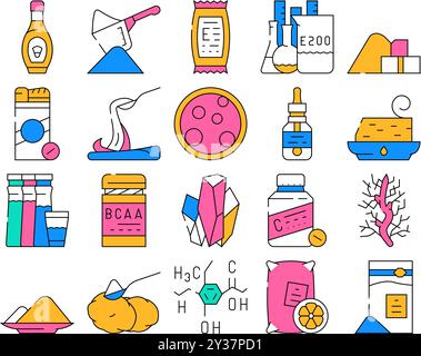 Additifs alimentaires Formula Collection Icons Set Vector Illustration de Vecteur