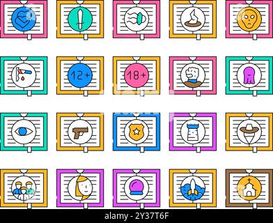 Genre littéraire catégories classes icônes définir le vecteur Illustration de Vecteur