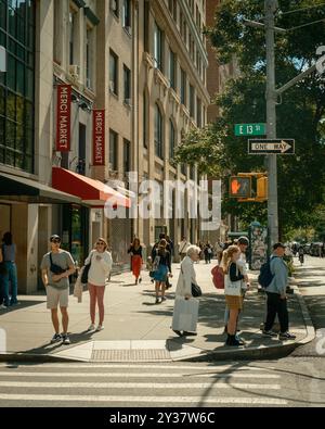 L'intersection entre East 13th Street et 5th Avenue, Manhattan, New York Banque D'Images