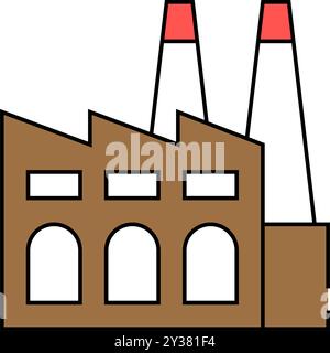 illustration en couleur de l'icône de pollution de l'environnement d'usine Illustration de Vecteur