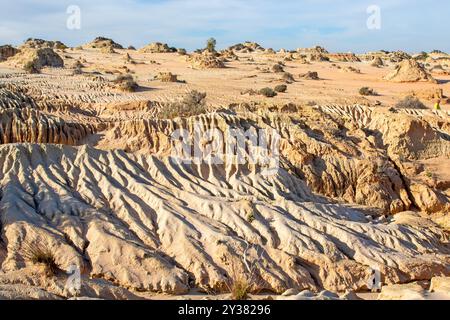 Formations sur les murs des dunes de Chine dans le parc national de Mungo Banque D'Images