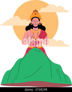 heureux hanuman jayanti dans la montagne isolé Illustration de Vecteur