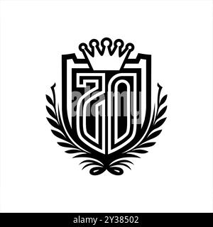 ZO lettre logo forme de bouclier héraldique avec couronne, bouclier vintage sur fond blanc modèle design Banque D'Images