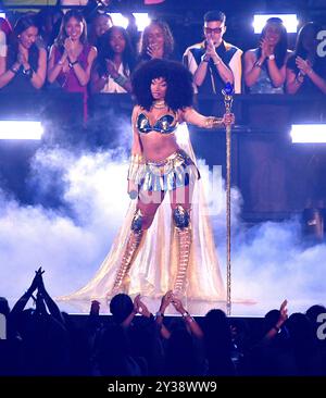 Megan Thee Stallion se produit lors des MTV Video Music Awards 2024 à l'UBS Arena le 9 septembre 2024 à Elmont, New York. Photo : C Flanigan/imageSPACE Banque D'Images