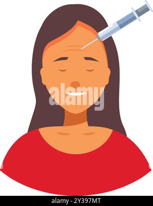 La femme sourit tout en recevant une injection de toxine botulique dans le front Illustration de Vecteur