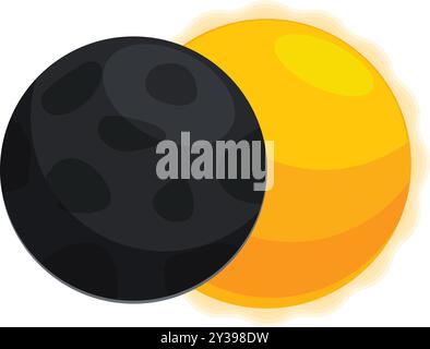 Côté sombre de la lune recouvrant partiellement le soleil, créant une éclipse solaire partielle Illustration de Vecteur