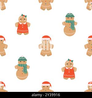 Gingerbread cookies seamless pattern Illustration de Vecteur