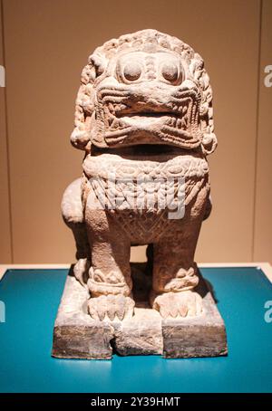 Bangkok, Thaïlande, Asie du Sud-est, Asie. Musée national de Bangkok. Sculpture de Singha. Lopburi Art (art khmer en Thaïlande), 13ème – 14ème siècle après JC. Banque D'Images