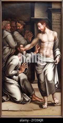 L'incrédulité de Saint Thomas, peinture sur panneau, 1535, Simon DE Châlons, 1506 - 1568, musée du Louvre, Paris, France Banque D'Images