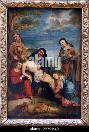 La Lamentation du Christ d'après le peintre vénitien Lorenzo Lotto (1480-1556), vers 1650-1656, David TENIERS II, dit le jeune, Anvers (Belgique), 16 Banque D'Images