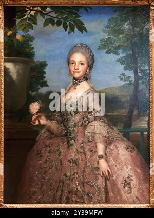 Portrait de Marie-Luise de Parme (1751-1819), épouse de Charles IV, roi d'Espagne de 1788 à 1808, huile sur toile, vers 1765, Anton Raphael MENGS, Aus Banque D'Images