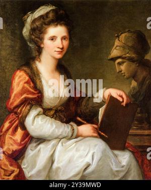 Angelica Kaufman (1741-1807) Autoportrait de la peintre néo-classique suisse Angelika Kauffmann avec le buste de Minerve, peinture à l'huile sur toile, 1780 Banque D'Images