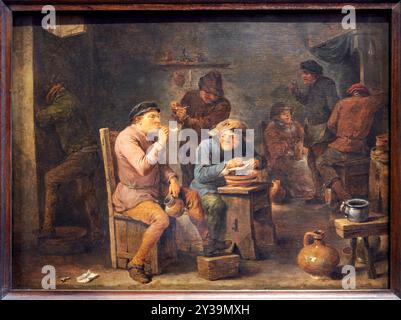 Intérieur d'une taverne avec fumeurs, huile sur panneau, vers 1640, David TENIERS II, dit le jeune, Anvers (Belgique), 1610 - Bruxelles (Belgique), 1690, Mus Banque D'Images