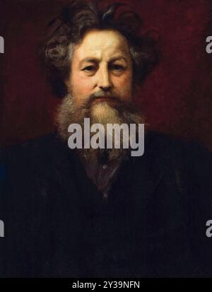 William Morris (1834-1896), designer textile anglais, poète, artiste, écrivain, et activiste socialiste, portrait peint à l'huile sur toile par Sir William Blake Richmond, 1880-1889 Banque D'Images