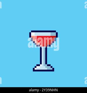 Design d'actif de jeu de verre à vin Pixel art Illustration de Vecteur