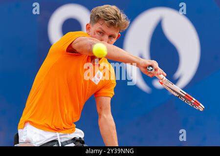 Paris, France. 31 août 2024. PARIS, FRANCE - AOÛT 31 : première manche en Quads Singles lors de la troisième journée de Tennis en fauteuil roulant - Jeux paralympiques d'été de Paris 2024 à Roland Garros le 31 août 2024 à Paris, France. (Photo de Joris Verwijst/Agence BSR) crédit : Agence BSR/Alamy Live News Banque D'Images