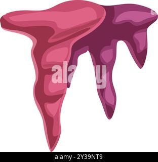 Stalactite de dessin animé suspendue au plafond de la formation de grotte avec des nuances de couleur rose Illustration de Vecteur