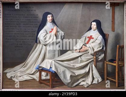 Ex-Voto de 1662, 1662, mère Catherine-Agnès Arnauld (1593-1671) et sœur Catherine de Sainte Suzanne Champaigne (1636-1686), fille des artis Banque D'Images