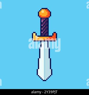 Design d'actif de jeu d'épée Pixel art Illustration de Vecteur