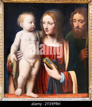 La Sainte famille, huile sur panneau, vers 1510-1515, Bernardino LUINI, Dumenza (nord de Milan), vers 1480-1485 - Milan ?, 1532, Musée du Louvre, Paris, Fra Banque D'Images