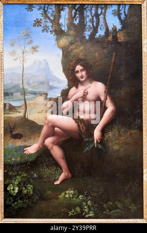 Saint Jean Baptiste, huile sur panneau transférée sur toile, vers 1510-1520, Atelier de Léonard de VINCI, attribué à Francesco MELZI, Milan ?, vers 149 Banque D'Images