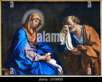 Saint Pierre pleurant devant la Vierge, aussi connu sous le nom de larmes de Saint Pierre, huile sur toile, 1647, Giovanni Francesco Barbieri, dit LE GUERCHIN, Cento Banque D'Images