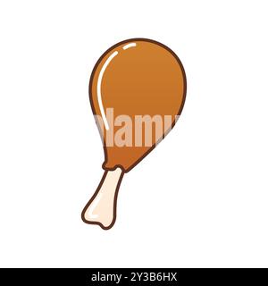 Illustration vectorielle de jambe de poulet de dessin animé Illustration de Vecteur