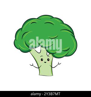 Illustration vectorielle de dessin animé de brocoli mignon Illustration de Vecteur