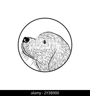 Golden Retriever Line Art - Portrait de chien en cercle - illustration vectorielle Illustration de Vecteur