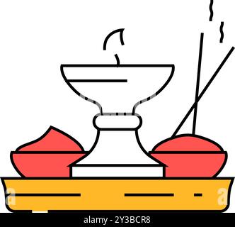 illustration couleur de l'icône puja thali Illustration de Vecteur