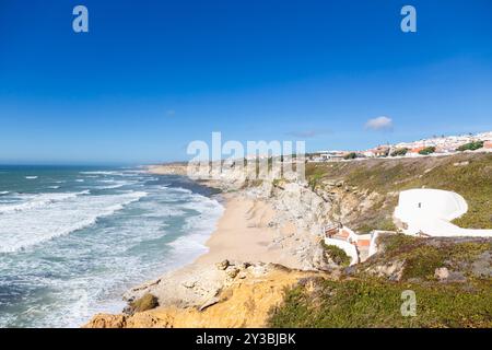 Praia de São Sebastião, Ericeira Portugal, marée basse Banque D'Images