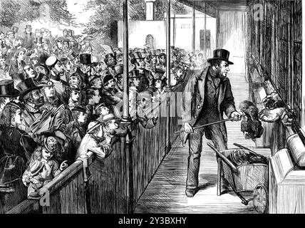 Jour férié : jardins de la Société zoologique, Regent's Park, 1871. « Le premier jour férié légal du premier lundi d'août, en vertu de la loi sur les jours fériés, a été très généralement observé... de tous les lieux populaires d'amusement, les jardins de la Zoological Society ont attiré le plus grand nombre de vacanciers... pas une personne timide ou mal conduite pouvait être vu... le point culminant d'intérêt [au zoo de Londres était,] bien sûr, l'heure de repas des bêtes sauvages. Quel mélange de caractère est ici pour être vu par quiconque prendra sa position, comme notre artiste l'a fait, près du pied de th Banque D'Images